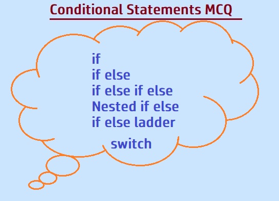 Multiple Choice questions on conditional statement in C,if if-else,if else ladder,nested if if-else ,switch case statement